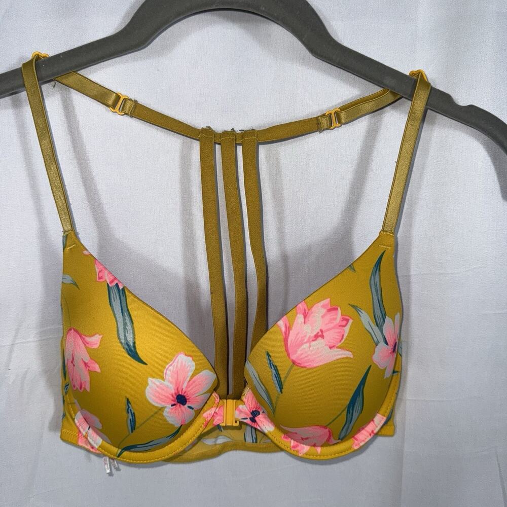 PINK Victoria's Secret Floral Wear Everywhere Push Up Bra Racerback T-Strap 32B